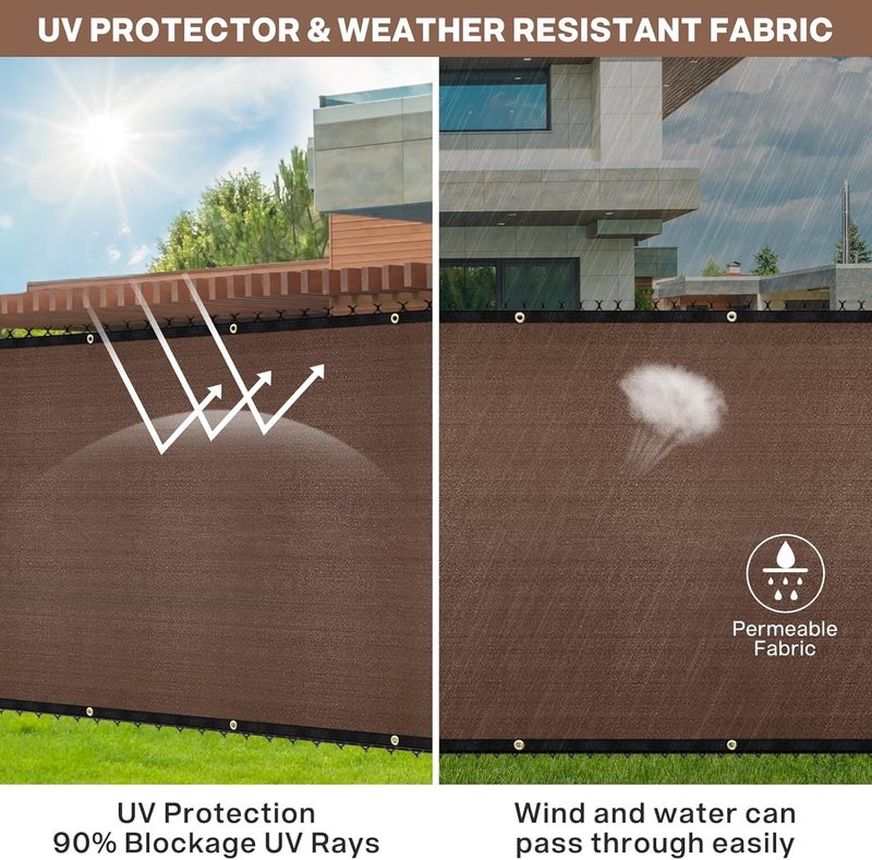 DUERER Privacy Fence Screen 4 x 50ft Brown Fence Covering Heavy Duty 170GSM Commercial Windscreen Fencing Mesh Shade Net Cover, UV Protection 90% Blockage Outdoor Backyard, Patio with Cable Ties - Image 5